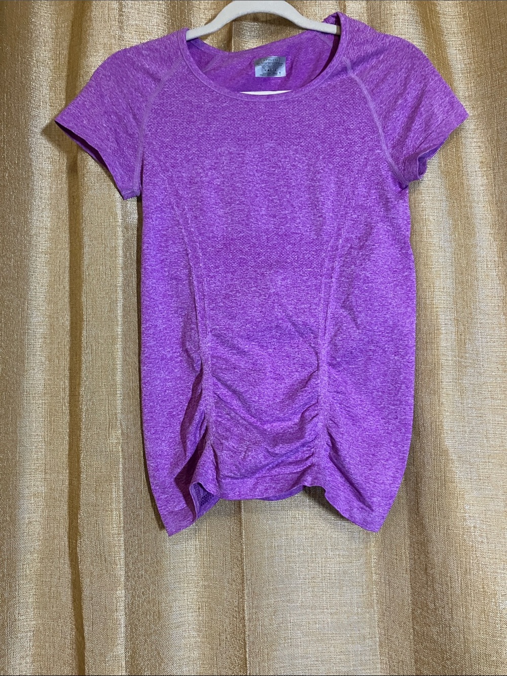 Athleta Heathered Pink Short Sleeve Ruched Tee